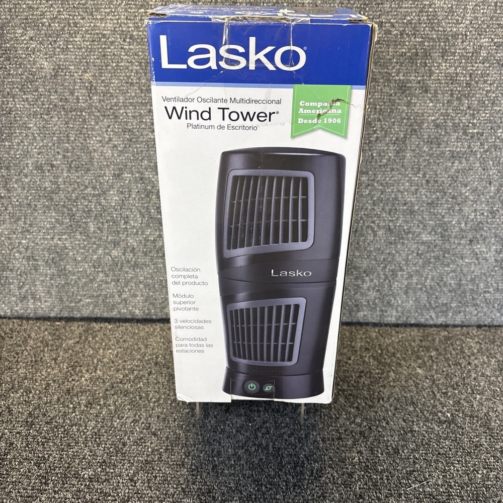 Lasko~Desktop‎ Wind Tower~Oscillating Multi-Directional Fan~4911~Black~NIB